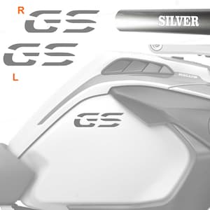 2pcs Stickers Compatible with Side Panels Tank BMW GS R1250 lc Adventure from 2019, GS R1200 lc Adventure from 2013 SILVER