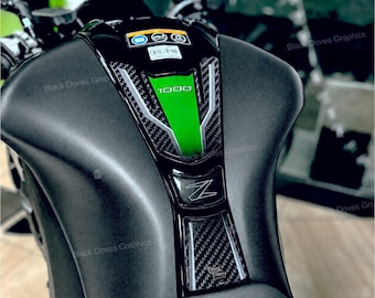 3D Tank Pad Stickers Compatible with Kawasaki Z1000 2010-2020 | Resin Tank Pad | Black Doves Graphics