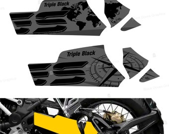 Shaft and Swingarm Protection Stickers Compatible with BMW R 1250 gs Triple Black (2019–2023) and R 1200 GS LC (2013–2018) | Black Doves