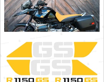 Set of 4 Stickers Compatible with BMW R1150 GS Adventure – Complete Kit (2 Right + 2 Left) with Application Squeegee | Black Doves Graphics
