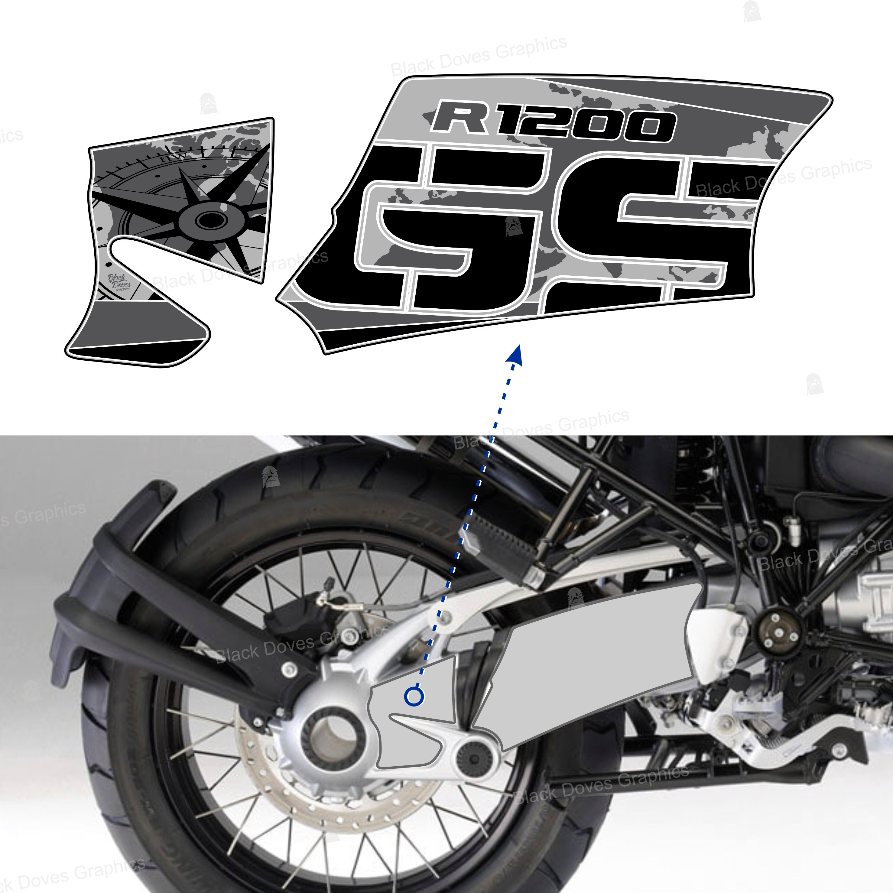 N.2 Cardan Swingarm Protection Stickers Compatible With BMW R1200 GS  (2004–2012) & R1200 GS Adventure (2006–2013) | Black Doves Graphics - Etsy  Finland