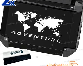 2 Universal World Map Adventure Stickers Compatible with Motorcycle Side Cases Givi and Touratech | Black Doves Graphics