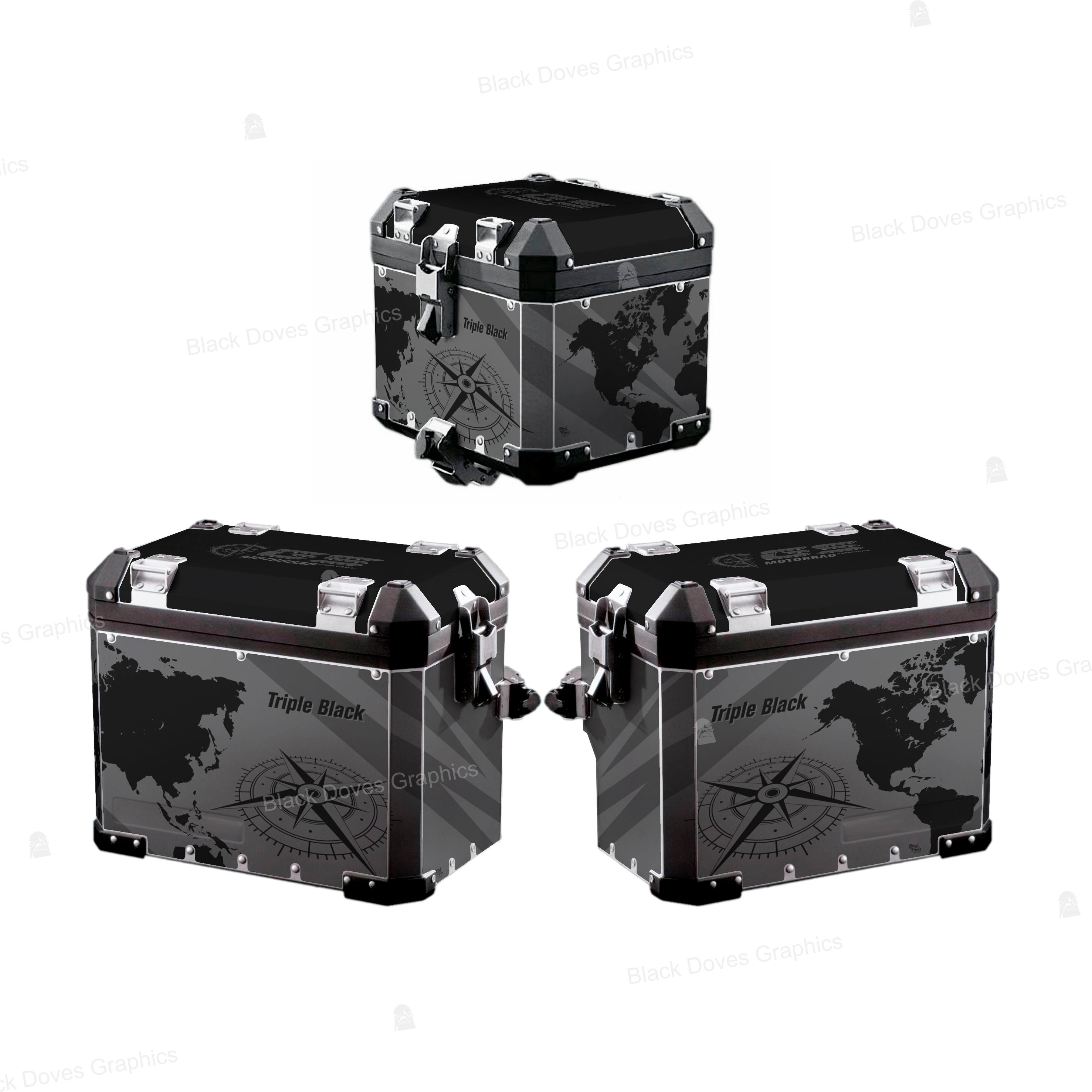 ALU Case Protector Stickers Kit Compatible With BMW Triple Black