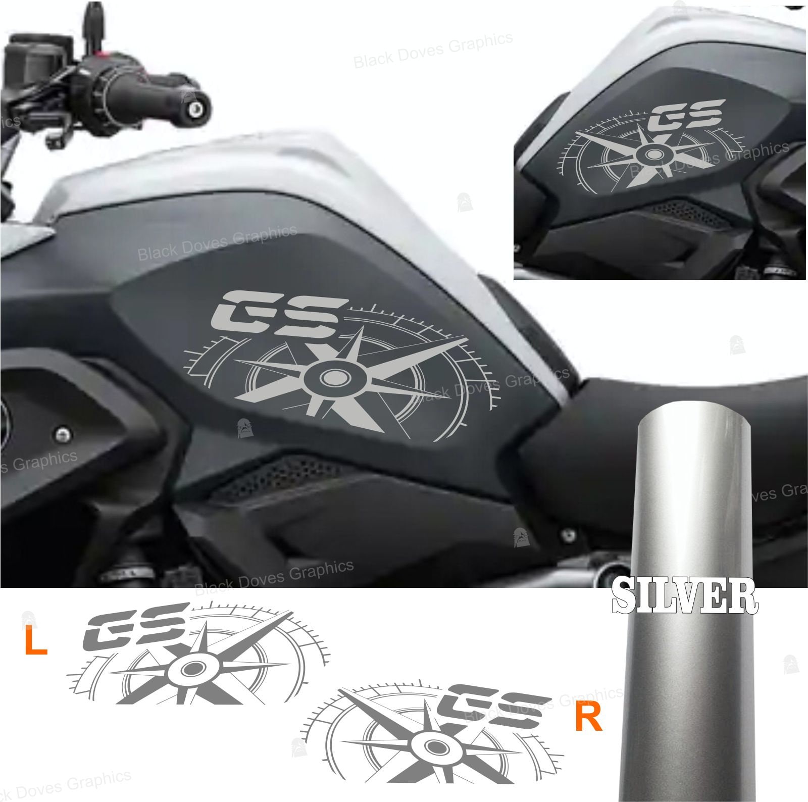 2pcs Stickers Compatible With Tank Sides BMW R 1200 GS 2017-2018