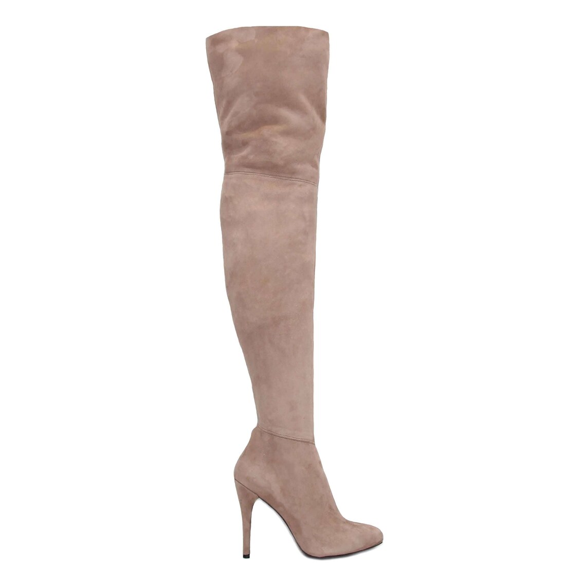 Edza Paris Beige Suede Leather High Heel Over the Knee Boots, Thigh ...