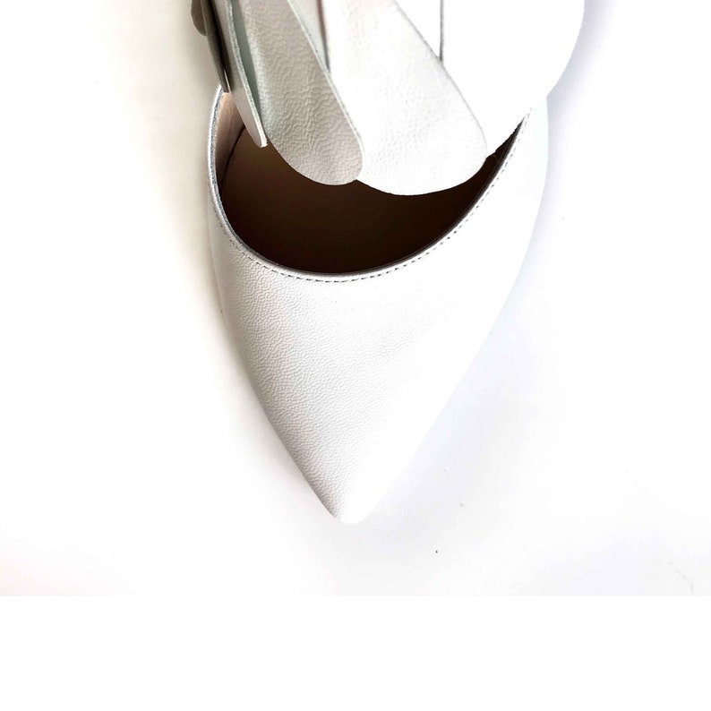 EDZA Elizabeth White Leather Kitten Heel Mule 39 40 41 42 43 8 9 10 11