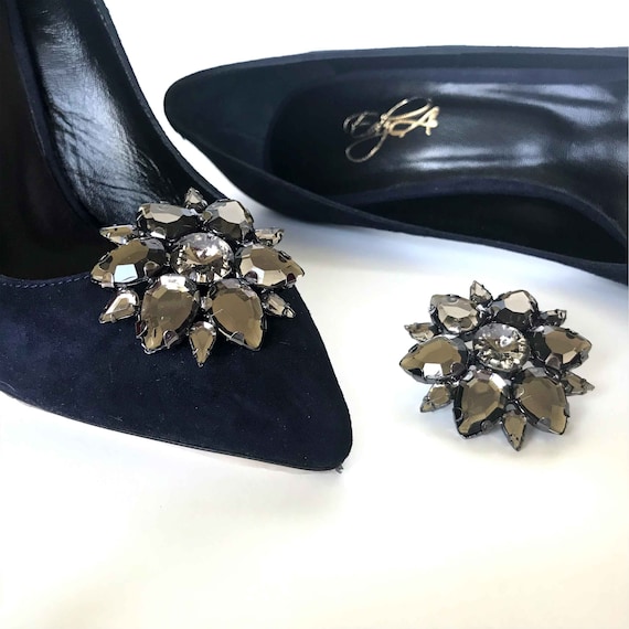 Edza Audrey Navy Suede Leather Pointed toe High Heel Pumps WITH Detachable Shoe Clips Gifts for Wife Mother s Day Gift Gifts for Her Etsy