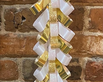 Gold & White Teardrop Ribbon for 36” Homecoming Mum