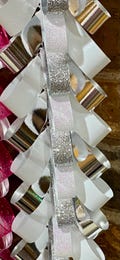 Silver & White Teardrop Ribbon for 36” Homecoming Mum