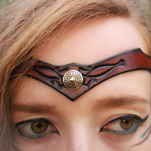 Head diadem - Leather - Alchemist - Medieval fantasy - Brown.