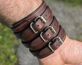 Bracelet de force - Une, deux ou trois sangles - marron.