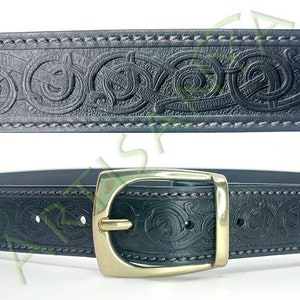 Viking handcrafted leather belt _ 35mm sized and intersects on mesure_ for a max waist circumference of 115cm