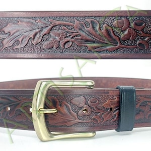 Handcrafted oak leather belt _ 35mm waisting and cutting on mesure_ for a max waist circumference of 115cm image 2