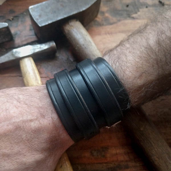 bracelet de force en cuir black-smith