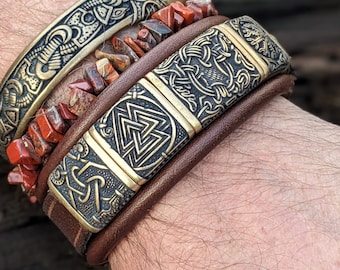 Bifröst leather bracelet - Viking Yggdrasil - Brown