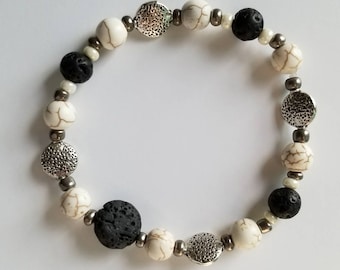 Lava steen en howliet diffusor armband
