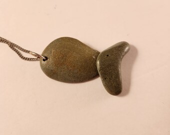 Handmade Beach Stone Fish Necklace