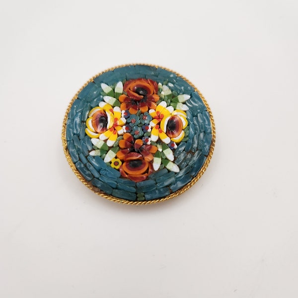 Italian Micro-mosaic Floral Pin