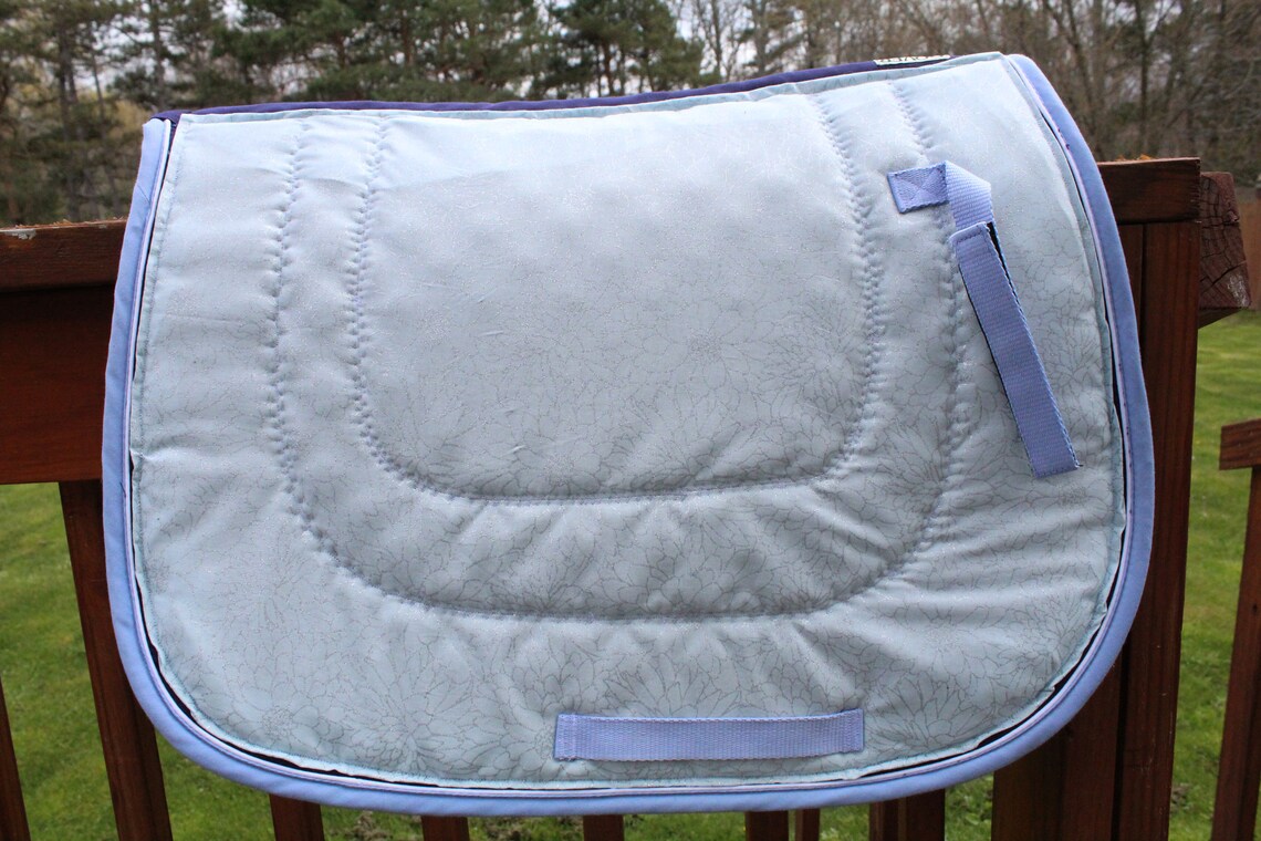Custom Baby Blue Floral Saddle Pad Etsy