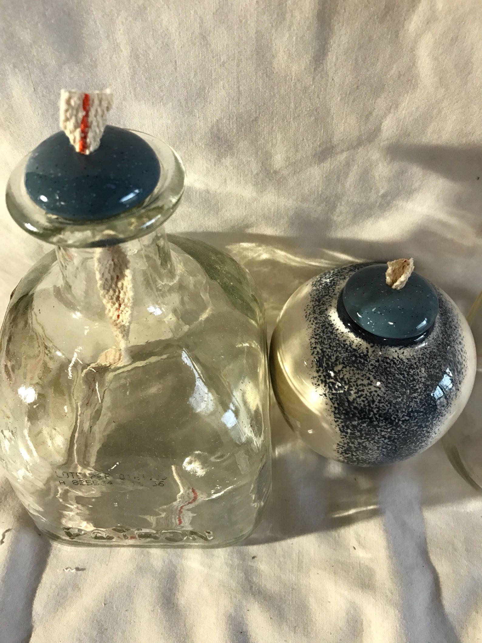 3 Ceramic Wick Holders Fits 7/8 Steel Blue River Rock Etsy