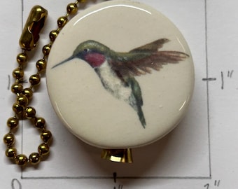 Ceramic Ceiling Fan Pull Light Chain Pull Hummingbird Design