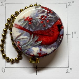 Ceramic Ceiling Fan Pull Light Chain Pull Red Bird Cardinal Design Handmade