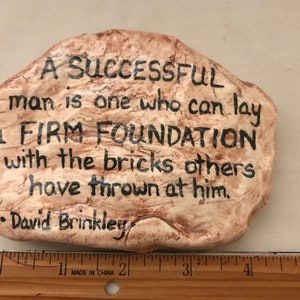 Ceramic Rock Successful Man David Brinkley Quote Teacher End of the year Appreciation Gift