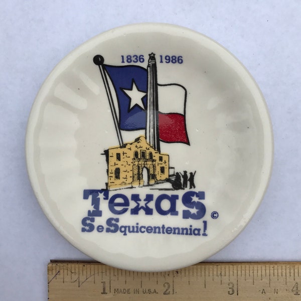 3 1/2" Plate Ring holder Change Dish Jewelry Plate Bed Bath Kitchen Decor Texas SeSquicentennial Alamo Design