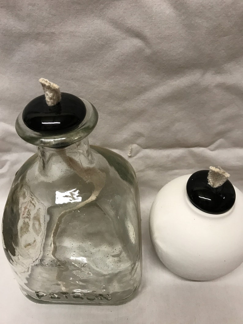 3 Ceramic Wick Holders 7/8 Black Oil Lamp Large Opening Etsy