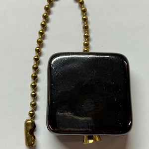 Tirador de ventilador de techo de cerámica, cadena de luz, latón oscuro antiguo esmaltado, cocido en horno y pintado a mano.