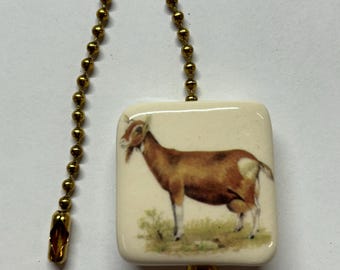 Ceramic Ceiling Fan Pull Light Chain Pull Goat Design