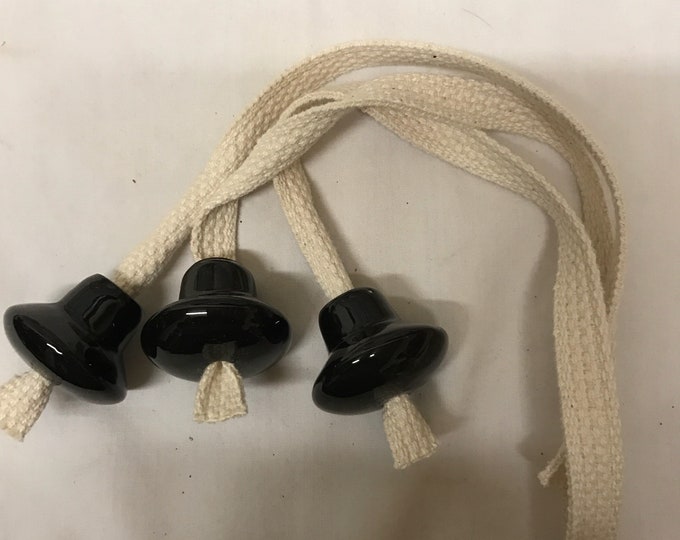 3 Ceramic Wick Holders 7/8 Black Oil Lamp Large Opening Bottle Fits