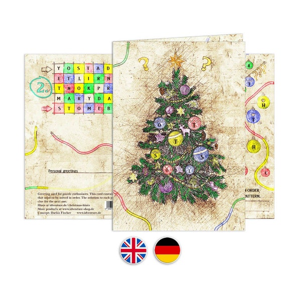 Escape Greeting Card "Merry Christmas" (EN/DE)