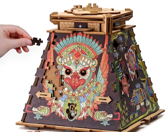Cluepuzzle - Pyramid of the Sun. Jigsaw puzzle box. Teaser Wooden 3d puzzle Birthday Gift