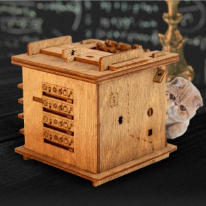 Cluebox Escape Room in a Box for Adults and Kids Schrödingers Cat Brain Teaser, Puzzle box, IQ Logic Teaser Wooden 3d puzzle Birthday Gift image 5