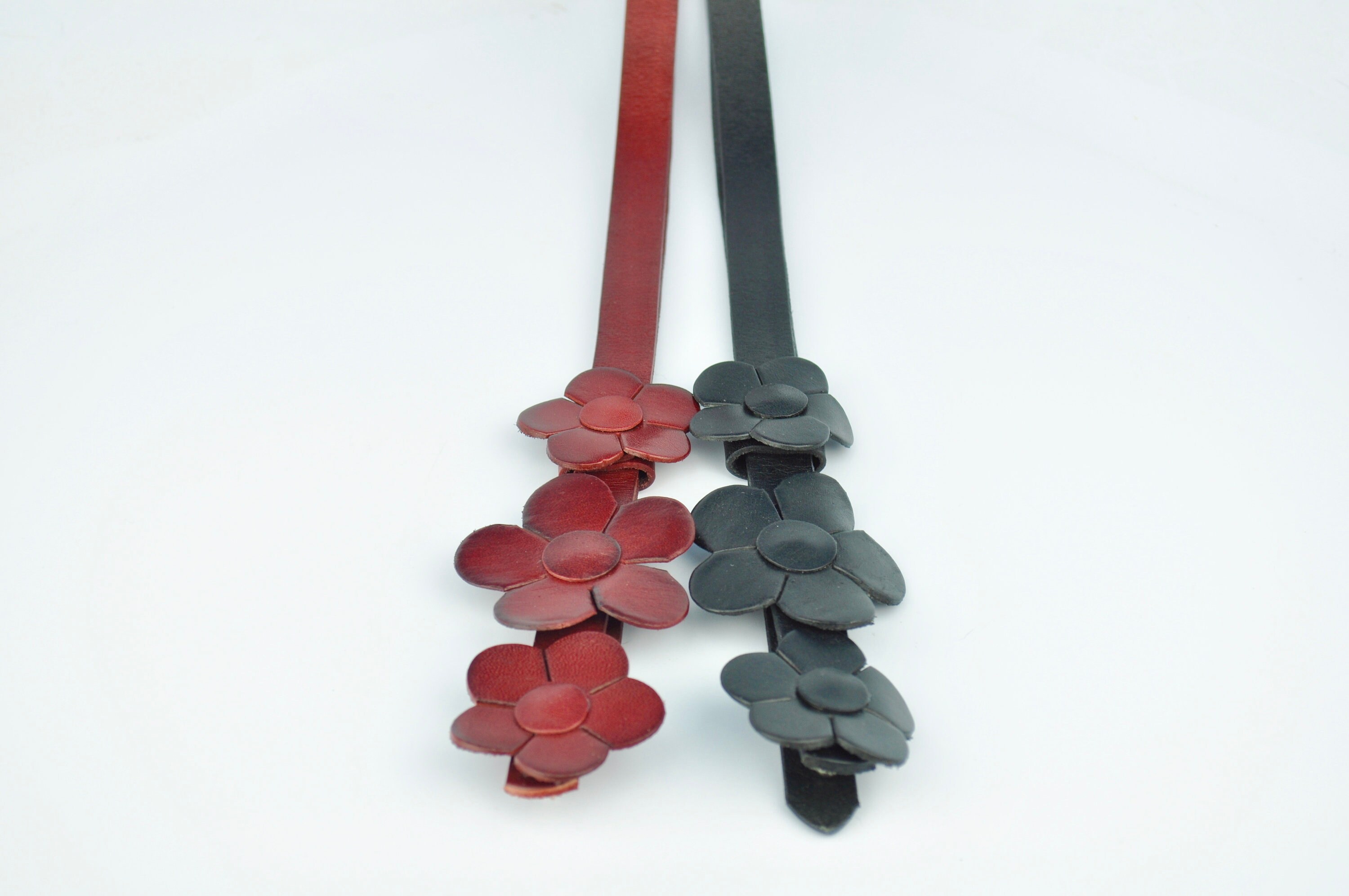 Flower Leather Belt - Chocolate main image 1