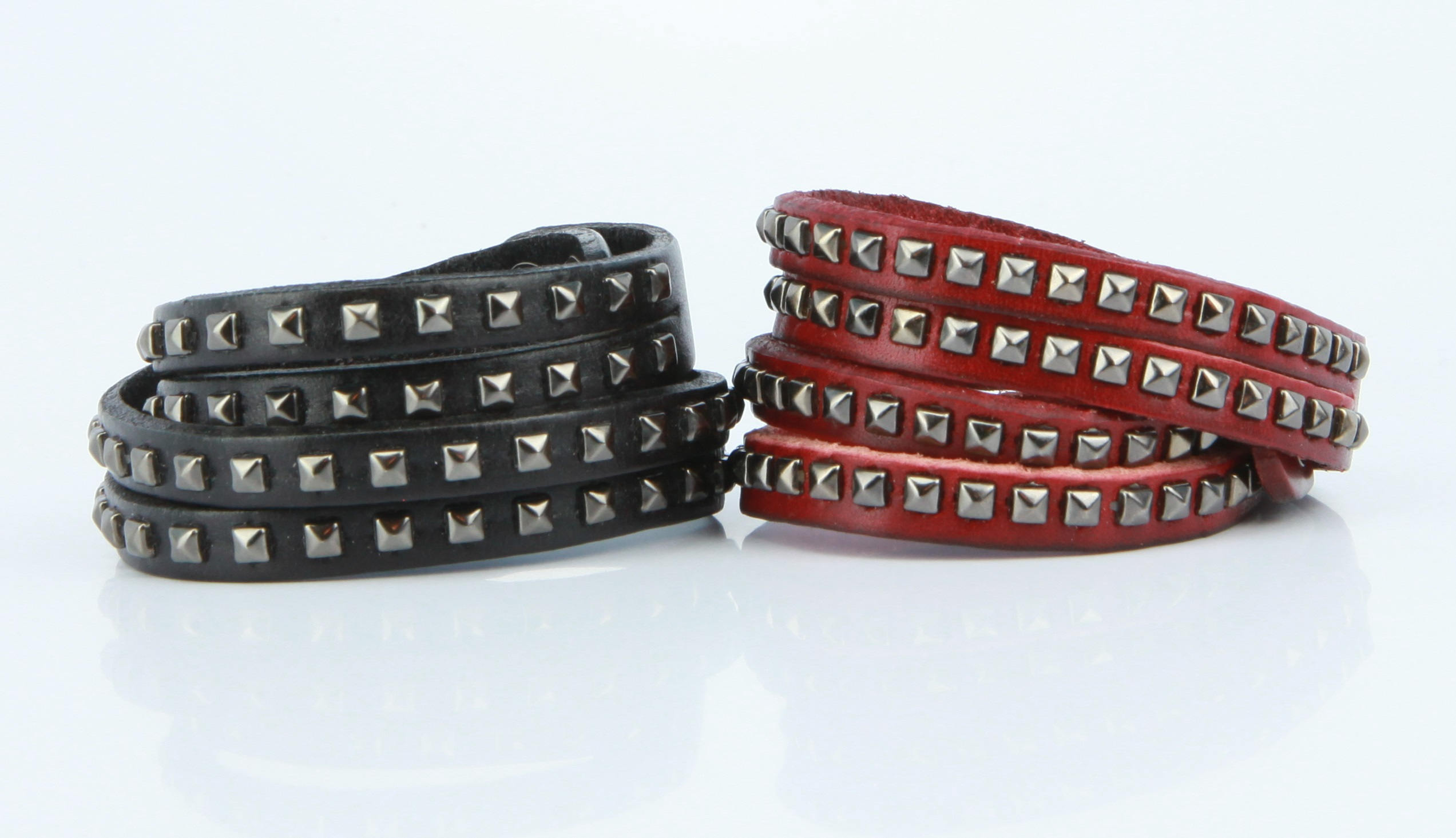 Wrap Leather Studded Bracelet, Metal Pyramid Studs, Women Wrap Leather Studded Bracelet, Metal Pyramid Studs, Women