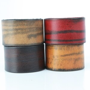 Leather Bracelet wide cuff, Plain distressed style 1.5 Wide, Snap Closure B050-PL image 3