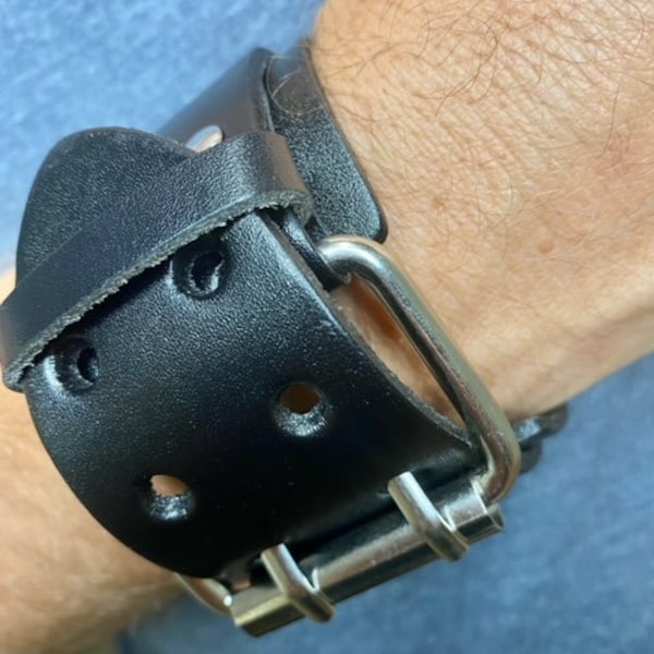 Leather Bracelet Aviator-Industrial-Fashion Punk Rivet Wide Leather Bracelet-Rocker, Leather Biker Bracelet Johnny Depp style (B038)