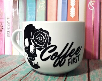 Coffee First Skull Mug