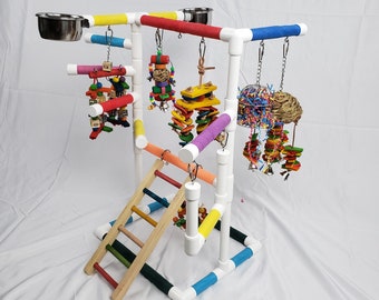 THE INDULGER Tabletop-Version: Exciting Bird Play Gym and Play Stand for Small and Medium Birds