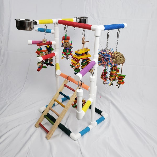 THE INDULGER Tabletop-Version: Exciting Bird Play Gym and Play Stand for Small and Medium Birds