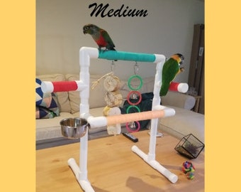 THE ULTIMATE LEVELER: Large Portable Parrot Play Stand w/ Bowl for African Greys, Eclectuses, Cockatoos and Other Large Birds