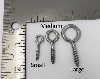 Stainless Steel Screw Eyes - 3 Sizes