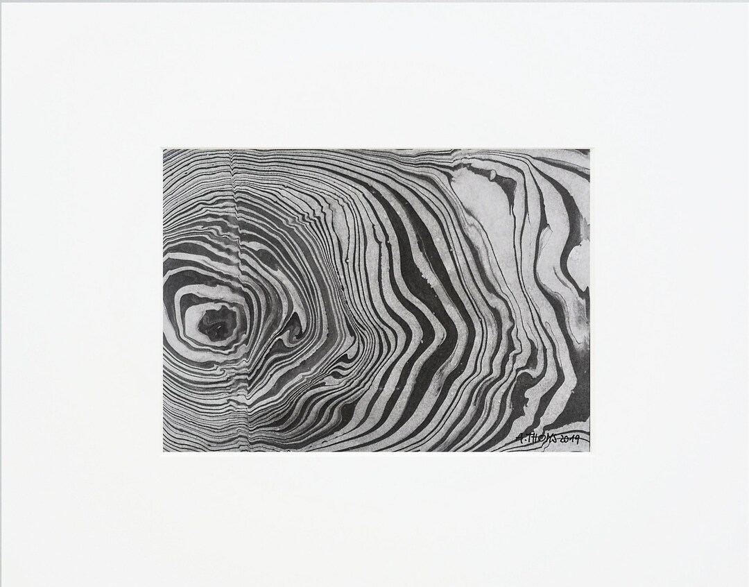 Small Mural in Black and White /handmade Suminagashi / Etsy