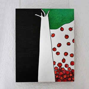 Aquarela original sobre cartão / pequeno mural com motivo de macieira / arte moderna / arte contemporânea / Annette Mewes-Thoms
