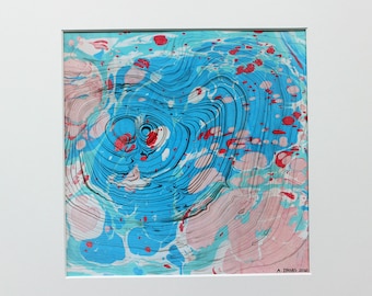 Small mural /motif similar to weather map /handmade Suminagashi /contemporary, abstract, modern art /Annette Mewes-Thoms