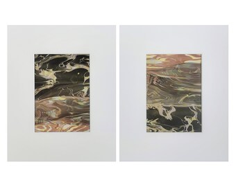 Two Small Murals / Diptych / Original Suminagashi / Abstract Modern Art / Contemporary Art / Annette Mewes-Thoms