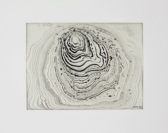 Original Suminagashi / Minimalist Mural in Black Cream No. 5 - Shell / Contemporary Art / Annette Mewes-Thoms