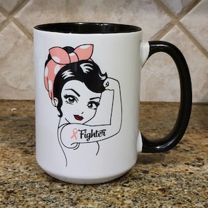 Fighter Girl-Breast Cancer Mug, Breast Cancer Awareness, Pink Ribbon Coffee Mug
